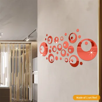 3D Mode Spejl Wall Stickers Til Stue, Soveværelse Hjem Kunst, Indretning Decal Selv Stick Cirkel Form DIY Tilbehør til Udsmykning