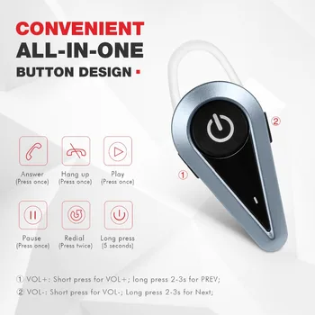 HAVIT Trådløse Hovedtelefoner 4.1 Bluetooth-16MM Mini Øretelefoner Forretning Enkelt Bil headset Med Mic For Huawei Xiaomi iPhone osv I5