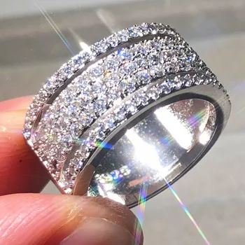 Oprindelige design 925 sterling sølv Ringe for Kvinder bryllup band ring set al evighed fast engagement jubilæum mode smykker