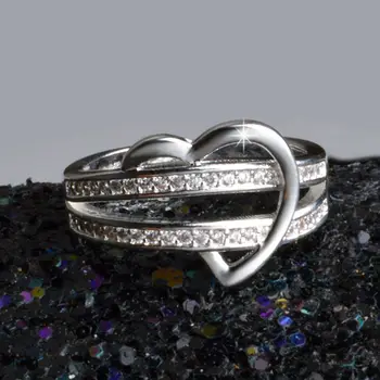 2021 Nye Hot Sølv Farve, Kærlighed Hjerte Formede Ringe, vielsesringe for Kvinder/Lady CZ Sølv Forgyldt Elsker Ringe til Kæreste/Kæreste