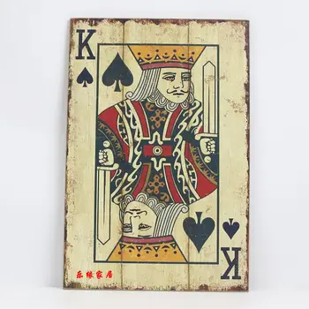 Retro Træ-KORT Poker Sign Hotel/Cafe /Bar Væg Udsmykning Tegn Vintage Home Decor Plak Retro Maleri spillekort Plade