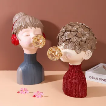 Luksuriøse, Moderne Dekoration Hjem Tilbehør kreative Stue Harpiks Søde bubble girl Figurer til Indretning Julegave