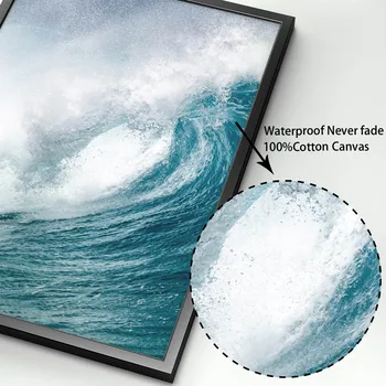 Blå hav Wave Surf Citat Landskab Væg Kunst, Lærred Maleri Nordiske Plakater Og Prints Væg Billeder Til stuen Home Decor