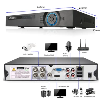 LOXCAM h.265+ 8CH AHD 5MP 2592*1944 CCTV DVR Optager 6 i 1 5MP AHD CVI NVR videoovervågning dvr for sikkerhed ahd ip-kamera