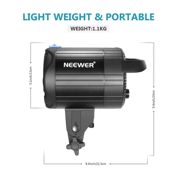 Neewer 60W LED Video Lys Hvid 5600K Version Kontinuerlig Belysning, CRI 95+med Fjernbetjening og Reflektor, Bowens Montere