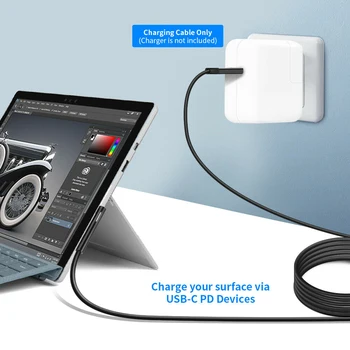 Til Microsoft Surface Pro 6/5/4/3 Opladning Kabel USB-C Type C Oplader Ledning, Hurtig Opladning