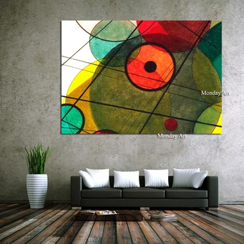 Håndmalet på Lærred Maleri Wassily Kandinsky Geometriske Oil Painting Abstrakt Væg Kunst Maleri Til stuen Home Decor
