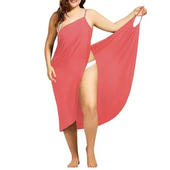 2020 Sommeren Nye Mode Kvinder Solid Farve Beach Kjoler Slynge Casual Sexy Ryg Løs Håndklæde Kjole Vestidos Plus Size Dresss