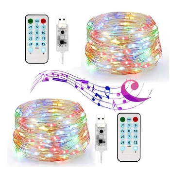 5M-10M-Musik Kontrol-Led Lys Kæde kobbertråd Led String Lys 12 Modes kulørte Lamper For julelys bryllupsfest