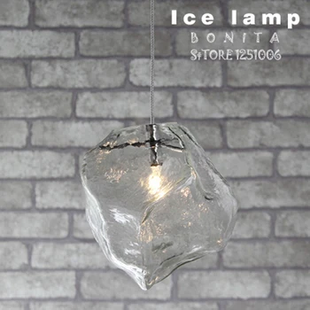 Gennemsigtig is-krystal vedhæng lys for restauranter med Klart glas, sten hængende lamper til spisestue led-ledningen pendel