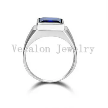 Vecalon mode Smykker bryllup Band ring for Mænd 8ct sten 5A Zircon cz 925 Sterling Sølv mandlige Engagement ring Finger