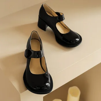 Høje hæle sko kvinder Mary Janes sko tyk høje hæl pumper efteråret falder sko sort hvid kontor dame sko-kvinde stor størrelse