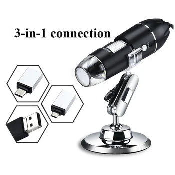 1600X USB Digital Mikroskop 8 LED Bærbare Microscopio Med Beslag Elektron Mikroskoper Til Android, IOS, iPhone, iPad