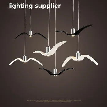 Fugle vedhæng lys vintage lampe harpiks fugl stof lampeskærm til køkken belysning Undersøgelse spisestue retro loft pendel