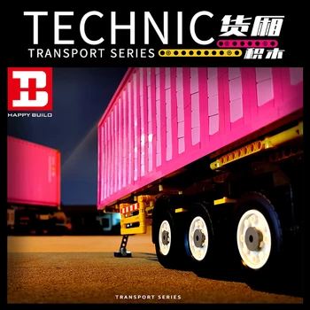 MOC Technic Serie 1:10 Pink Lastbil, Container Model byggesten Mursten Kompatibel Med 42043 Forsamling Bil Legetøj Børn Gaver