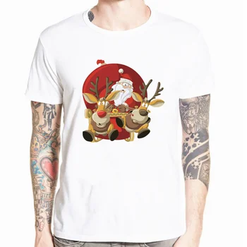 Sjove Santa Claus med Rensdyr Mænd Xmas Elskere Gave T-Shirt-Happy New Year T-shirts til Mænd Glædelig Jul Casual t-shirts Modal Tshirt