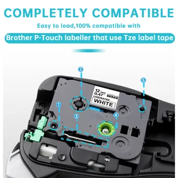 Absonic 6STK TZe-135 i Hvid på Klare Refill Mærke Tape-Kompatibel Brother P-touch CUBE PT-D210 PT-H110 PT-D600 Label Printer 12mm