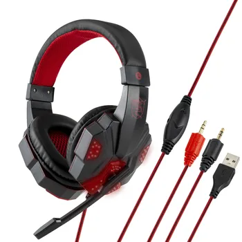 Gaming Headset-Store Hovedtelefoner, Lysende Mikrofon Stereo Hovedtelefoner Dyb Bas Til PC Gamer Bærbar Hovedtelefon Sport Hovedtelefoner