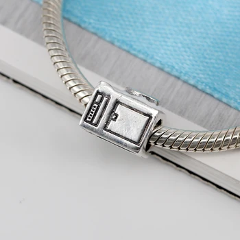 Ægte 925 Sterling Sølv Charm Perle Blå Snapshots Kamera Rejse Krystal Perler Passer til Pandora armbånd & Armbånd DIY Smykker