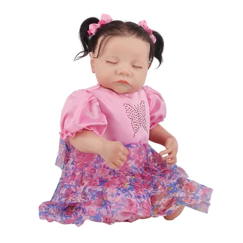 Nye dukke, som er genfødt lille barn pige rød kjole naturtro ægte soft touch full body silikone pige dukke