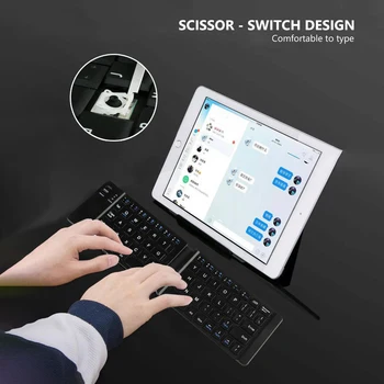AVATTO Lys-Handy Mini Wireless Bluetooth Folde Tastatur,Foldbar Trådløse Tastatur til IOS/Android/Windows ipad, Tablet, telefon,
