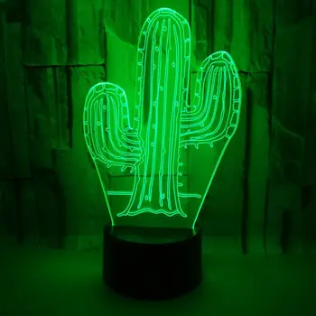 Kaktus Akryl 3D-Lampe 7 Farve Ændre 3d-Nat Lys 7 Farve lys LED USB bordlampe Atmosfære Nat Home Decor