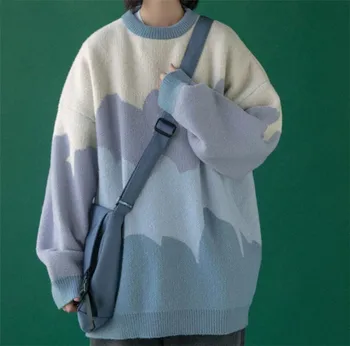 Casual Tegnefilm Haj Sweater Kvinder Mode Overdimensionerede Strikket Pullover Sweater Streetwear Trække Jumpere for Par