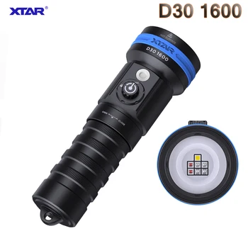XTAR D30 1600 Dykning Lommelygte 1600 Lumen Multi-farve LED Undervands Fotografering Og Video Lys Håndholdte Lys Dykning Fakkel