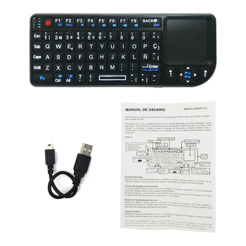 MRSVI spansk Tastatur, Mini Wireless A8-Baggrundsbelyst med laser pointer 2,4 ghz Air Mouse with Touchpad Fjernbetjeningen Android TV Box