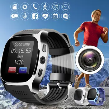 Smart Ur Med Kamera, Touch Skærm, T8 Bluetooth Smart Ur Understøtter Sim-Kort Og Hukommelseskort Kamera For Android Iphone