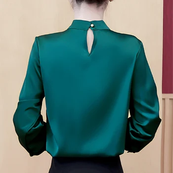 Kvinder Bluser Foråret Efteråret OL Style Shirt 2021 Nye Mode Rhinestone Bånd Toppe Elegante Kvinder langærmet Bluse Blusas 10317