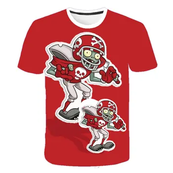 4-14T Drenge Piger Sommer Skjorte Planter vs Zombies Cartoon Kids T-Shirt med O-Hals Skjorte 3D Printet Baby T-Shirt Afslappet sort T-Shirt