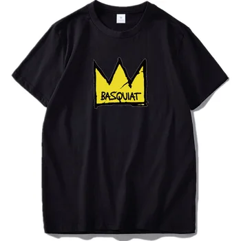 Basquiat T-Shirt King Krone Art Graffiti Mønster Brev Trykt t-Shirts EU-Størrelsen Sort Hvid Korte Ærmer Bomuld Casual T-Shirt