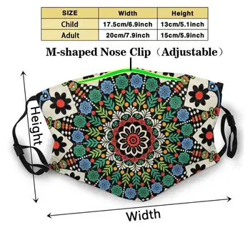 Farverige Hjerter & Blomster Mandala 3d-Print Genanvendelige Munden Maske Vaskbart Filter Anti Støv ansigtsmaske Mandala Mønster