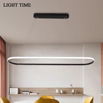 2020 design Vedhæng lys til opholds-spisestue hvid sort færdig aluminium Lampe inventar ellipse ovalt vedhæng lys