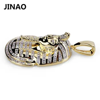 JINAO Hip Hop Smykker Iced Out Guld Farve Forgyldt Egyptiske Farao Halskæde Micro Bane Zircon Charme og Kæde til Kvinder, Mænd