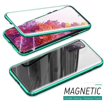 Front+Back Dobbelt-sidet Hærdet Glas Flip Case for Samsung Galaxy S20 4G S 20 FE 5G S20fe G780F G781B Magnetiske Telefonens Cover