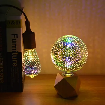 Kreative 3D LED Nat lys E27 110V 220V LED 3D Fyrværkeri Pære Ferie Jul Vintage Hjem Dekoration lampe A60 G80 G95