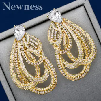 Nye Luksus Dråbe Vand AAA Cubic Zirconia Guld Farve Dubai Bryllup, Kobber Høj Kvalitet Mode Øreringe Smykker