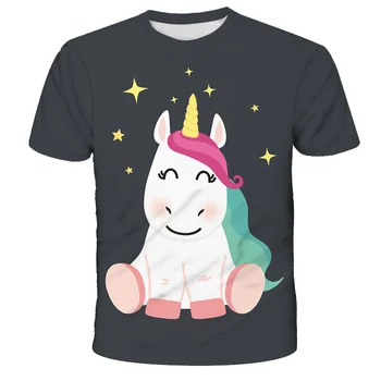 Hot 3D Printet børnetøj Unicorn Tøj 4-14y Piger/Drenge T-shirt med Tegneserie T-shirt, Top-shirt Baby T-shirt
