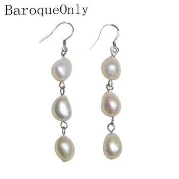 BaroqueOnly 10-11MM STORE barok perle øreringe frisk vand naturlige AAA sweater dingle dråbeformet cremet fejlfri EAJ