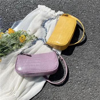 Syntetisk læder kvinder taske, mini krokodille skulder taske med krokodille print, mode luksus håndtaske, 2020