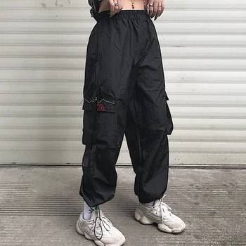 Afslappet stil ulzzang dametøj løs Harajuku stil Ankel-længde unisex bukser lommer cargo bukser casual hip hop ny