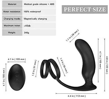 Anal Stimulation Vibrator Vibrerende Butt Plug Prostata Massager med Penis Ring Fjernbetjening G-punktet, Sex Legetøj til Mænd & Par