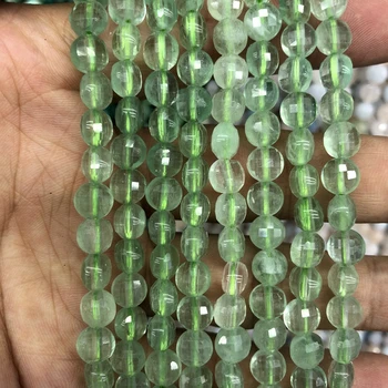Engros 2strings Naturlige Grønne Flourite Perle Perler, Facetslebet 3x6mm Bean Mønt Perler Til smykker DIY 15.5
