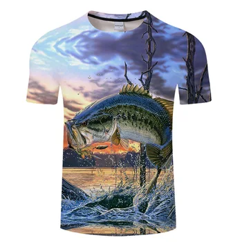 2018 nye mænd fritid 3d-print-t-shirt, sjove fisk trykt mænd og kvinder tshirt Hip hop T-shirt Harajuku Asian størrelse s-6xl