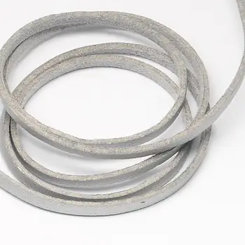 Faux Ruskind Snor, den Ene Side Dækker med Imiteret Læder, Sølv, 2.7x2mm; om 90m/rulle