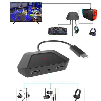 Tastatur og Mus Converter Adapter med 3,5 mm audio Jack Stemme Funktion til Nintendo Skifte / PS4 / Xbox / PS3 / Xbox 360