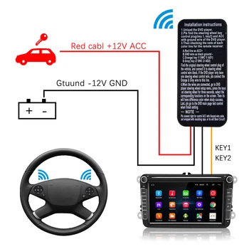 Podofo Universal Bil Rat Knapper på Fjernbetjeningen Bruge Bilens Radio Android GPS-Afspiller Multi-funktions Trådløse Controller
