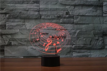 Batteridrevet Gaver 7Colors Musik Note kompas Led Nat Lys 3D-LED-Fjernsyn bordlampe Indendørs Moderne Lampe Dekoration til Hjemmet